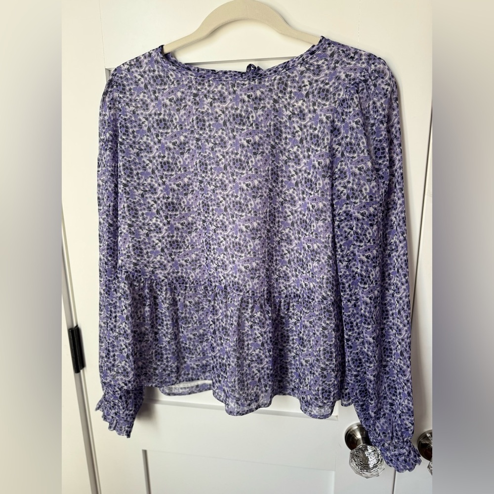LOFT Floral Tie Back Peplum Blouse size S